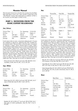 Monster Manual PART 1: MONSTERS from the BASIC/EXPERT