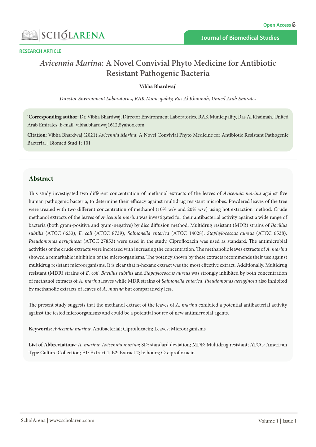 Avicennia Marina: a Novel Convivial Phyto Medicine for Antibiotic Resistant Pathogenic Bacteria