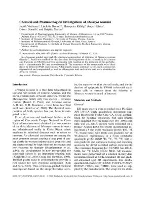 Chemical and Pharmacological Investigations of Metaxya Rostrata