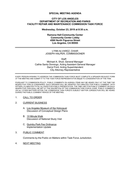 Special Meeting Agenda City of Los Angeles Department