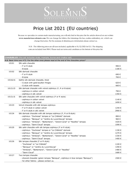 Price List EU 2021