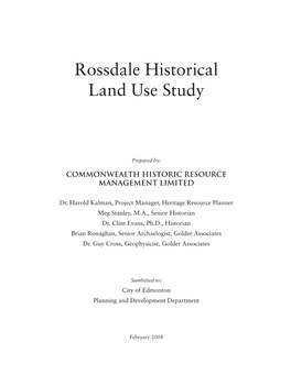 Rossdale Historical Land Use Study