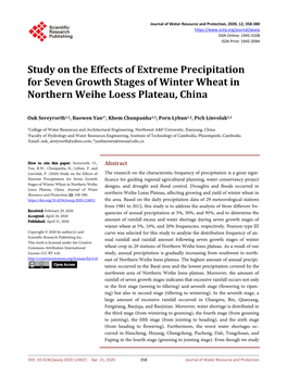 Study on the Effects of Extreme Precipitation for Seven Growth Stages of Winter Wheat in Northern Weihe Loess Plateau, China