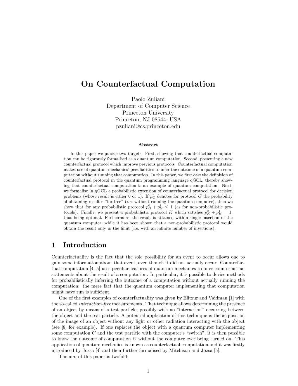 On Counterfactual Computation