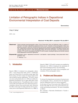 Limitation of Petrographic Indices in Depositional Environmental Interpretation of Coal Deposits