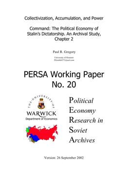 PERSA Working Paper No. 20
