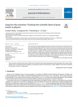 Long Live the Scientists: Tracking the Scientific Fame of Great Minds In