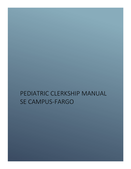 Pediatric Clerkship Manual Se Campus-Fargo