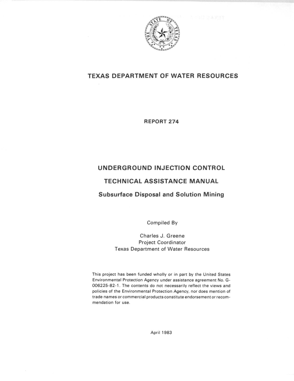 Underground Injection Control Technical Assistance Manual