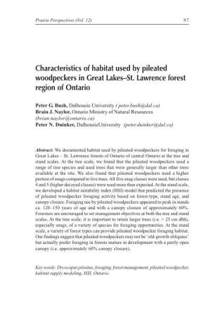 Characteristics of Habitat Used by Pileated Woodpeckers in Great Lakes–St