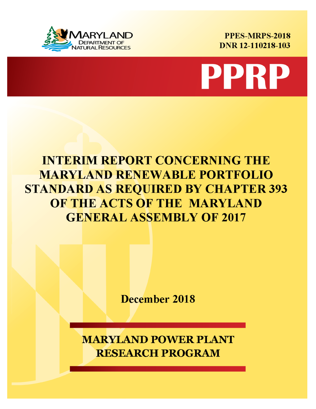 Interim Report Concerning the Maryland Renewable Portfolio