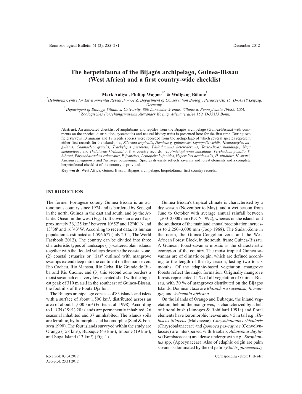 The Herpetofauna of the Bijagós Archipelago, Guinea-Bissau (West Africa) and a First Country-Wide Checklist