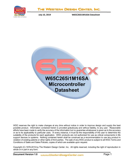 W65c265i1m16sa Microcontroller Datasheet
