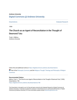 The Church As an Agent of Reconciliation in the Thought of Desmond Tutu