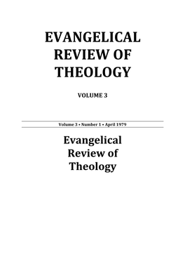 EVANGELICAL REVIEW of THEOLOGY Are Reprinted with Permission from the Following Journals: ‘Questions Concerning the Future of African Christianity’ Third Way, 3Rd