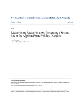 Preventing a Second Bite at the Apple in Patent Validity Disputes Nick Messana N-Messana2016@Nlaw.Northwestern.Edu