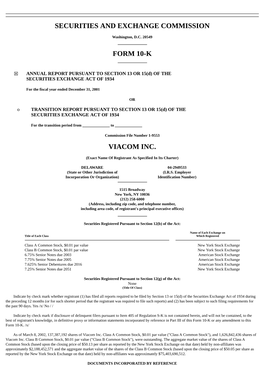 Securities and Exchange Commission Form 10-K Viacom