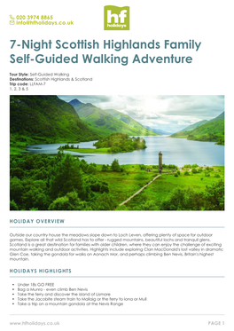7-Night Scottish Highlands Family Self-Guided Walking Adventure