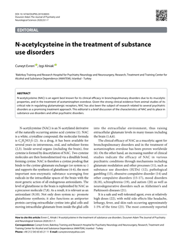 N-Acetylcysteine in the Treatment of Substance Use Disorders