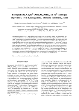2, an Fe3+ Analogue of Prehnite, from Kouragahana, Shimane Peninsula