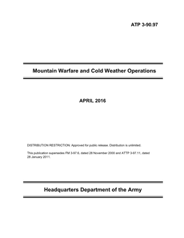 Mountain Warfare and Cold Weather Operations
