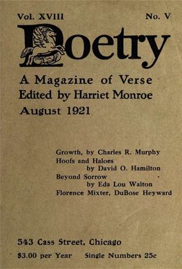 A Magazine of Verse Edited by Harriet Monroe August 1921