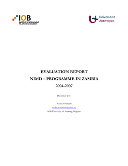 Evaluation Report Nimd – Programme in Zambia 2004-2007