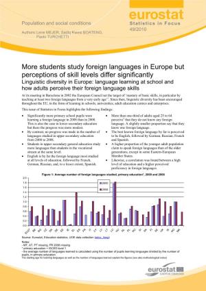 Students Study Foreign Languages in Europe but Perceptions of Skill