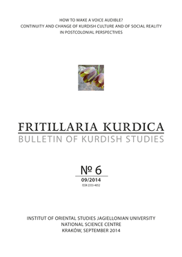 Fritillaria Kurdica Bulletin of Kurdish Studies
