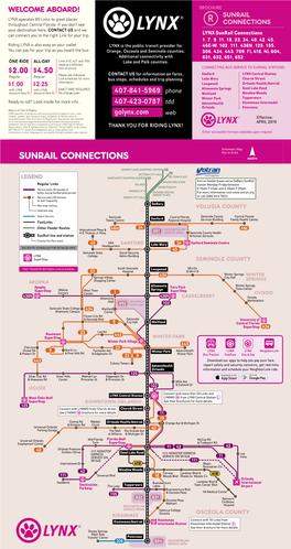 Sunrail Connections 1, 7, 9, 11, 18, 23, 34, 40, 42, 45, Riding LYNX Is Also Easy on Your Wallet