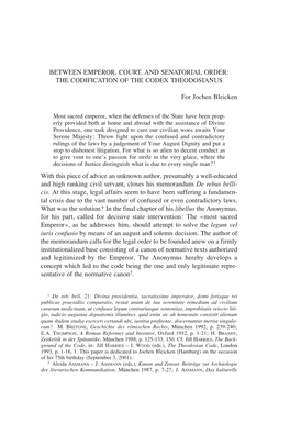Between Emperor, Court, and Senatorial Order: the Codification of the Codex Theodosianus