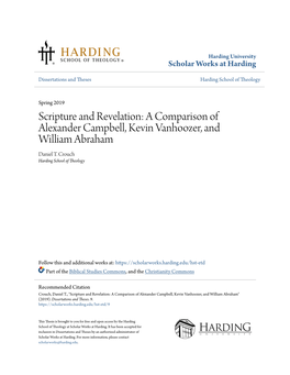 Scripture and Revelation: a Comparison of Alexander Campbell, Kevin Vanhoozer, and William Abraham Daniel T