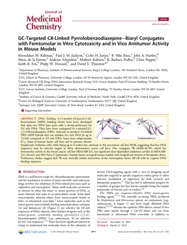 GC-Targeted C8-Linked Pyrrolobenzodiazepine−Biaryl Conjugates with Femtomolar in Vitro Cytotoxicity and in Vivo Antitumor Activity in Mouse Models Khondaker M