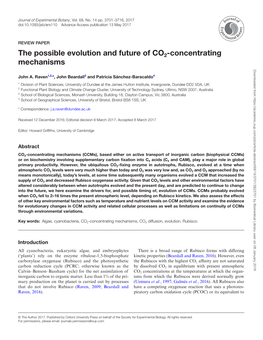 The Possible Evolution and Future of CO2-Concentrating Mechanisms