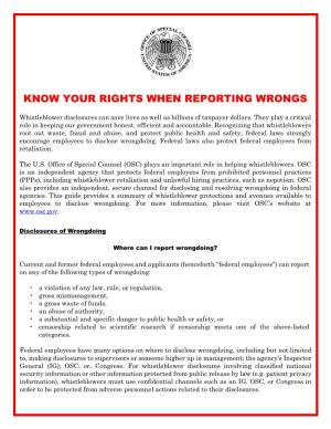 Know Your Rights When Reporting Wrongs