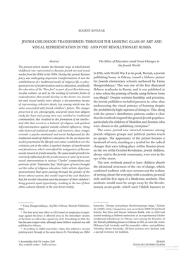 Jewish Childhood Transformed: Through the Looking Glass of Art and Visual Representation in Pre- and Post-Revolutionary Russia