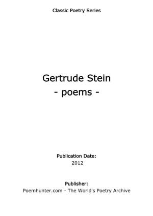 Gertrude Stein - Poems