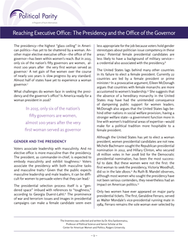 Reaching Executive Office: the Presidency and the Office of the Governor