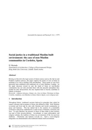 Social Justice in a Traditional Muslim Built Environment: the Case of Non-Muslim Communities in Cordoba, Spain