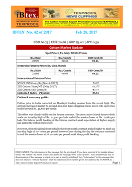 IBTEX No. 42 of 2017 Feb 28, 2017