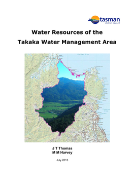 Water Resources of the Takaka Water Management Area