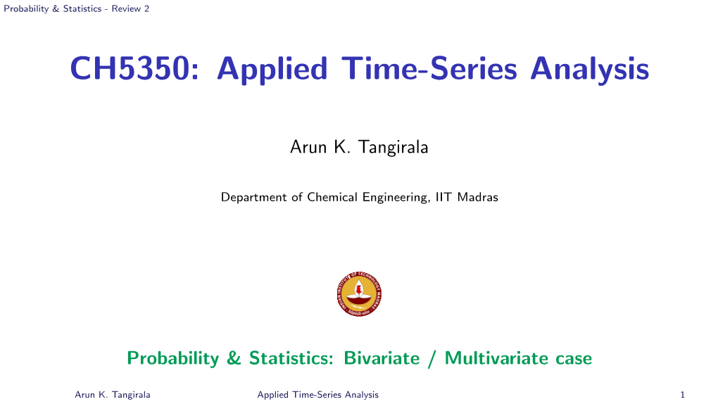 CH5350: Applied Time-Series Analysis