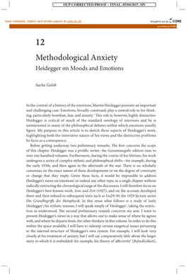 Methodological Anxiety Heidegger on Moods and Emotions