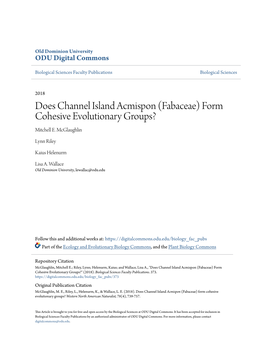 Does Channel Island Acmispon (Fabaceae) Form Cohesive Evolutionary Groups? Mitchell E