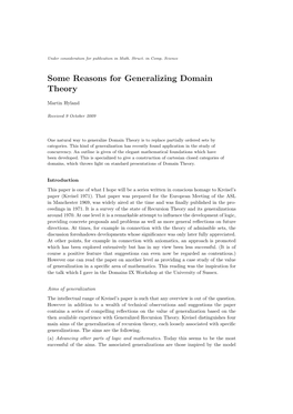 Some Reasons for Generalizing Domain Theory