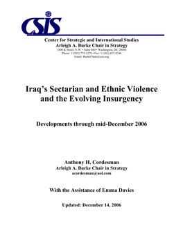 Iraq's Sectarian and Ethnic Violence and the Evolving Insurgency