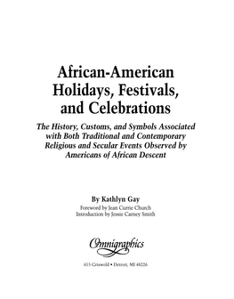 African-American Holidays, Festivals, and Celebrations