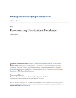 Reconstructing Constitutional Punishment Paulo Barrozo