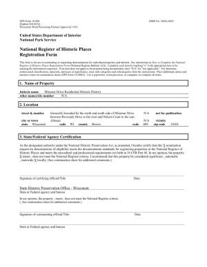 National Register of Historic Places Registration Form NPS Form 10-900
