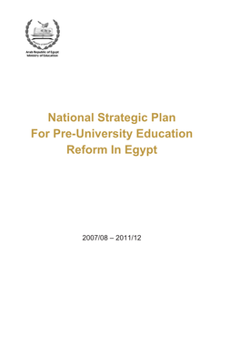 National Strategic Plan for Pre-University Education Reform in Egypt